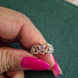 Elegant Gold and Silver Heart Ring